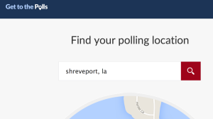 Find out where to vote in Shreveport - image source, screen shot from Voting Info Project
